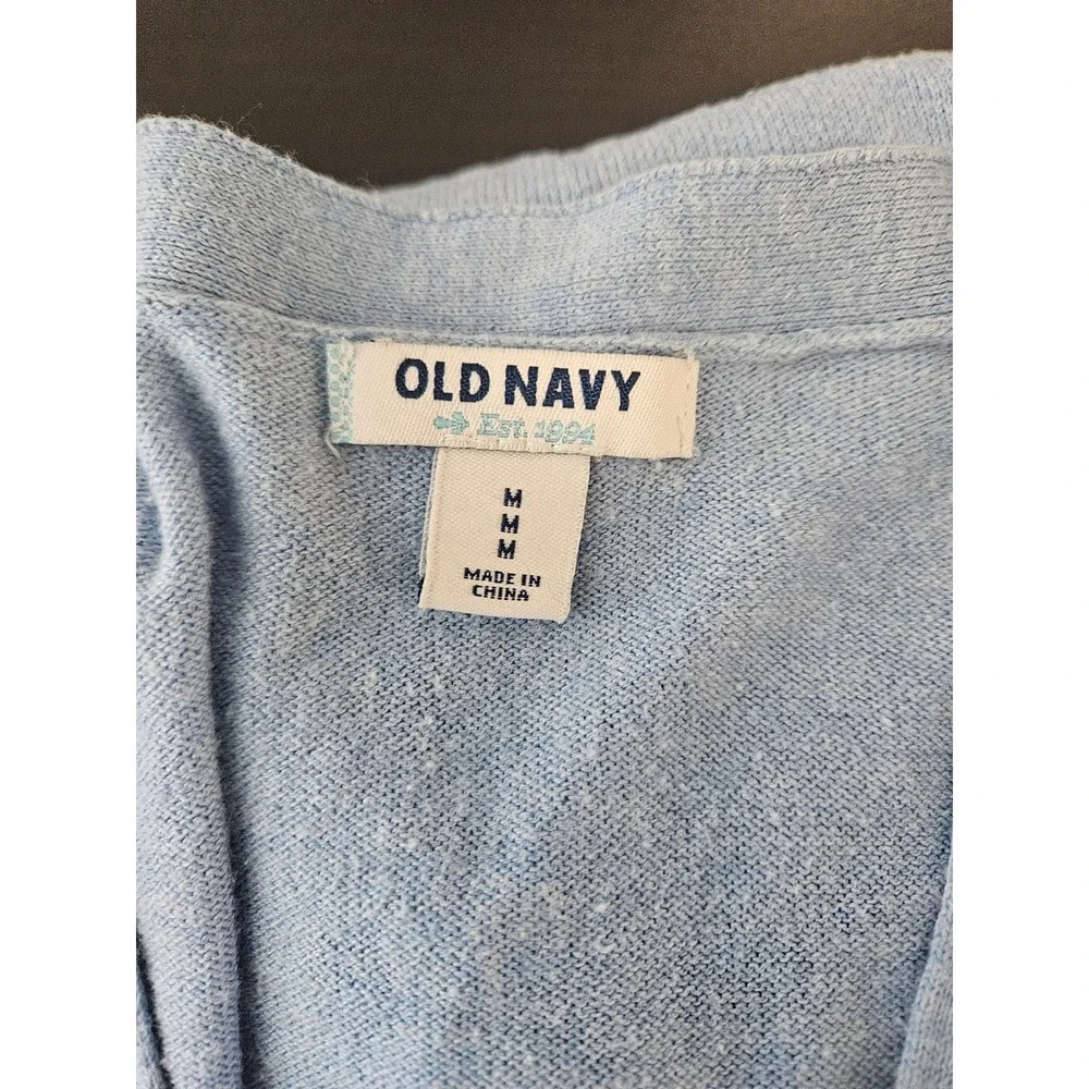 Old Navy  M Blue Button‎ Front Cardigan Knit Pockets Preppy Capsule Wardrobe
